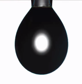 A pendant drop closeup for Interfacial Tension, Surface Tension Testing Services page